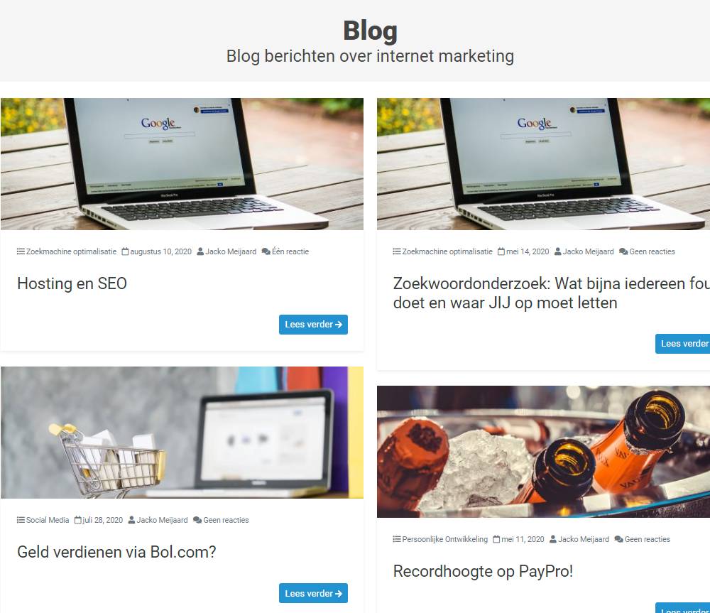 Op deze foto zien we de website internetsuccesgids van Jacko Meijaard