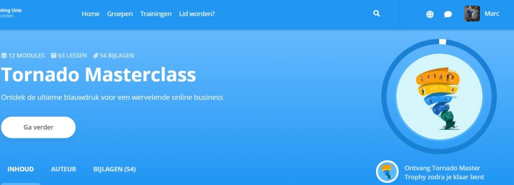 Op deze foto zie je de cursus Tornado Masterclass