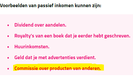 Op deze foto zie je hoofdstuk 2 over passief inkomen uit het e-book Online Geld Verdienen In 10 Stappen