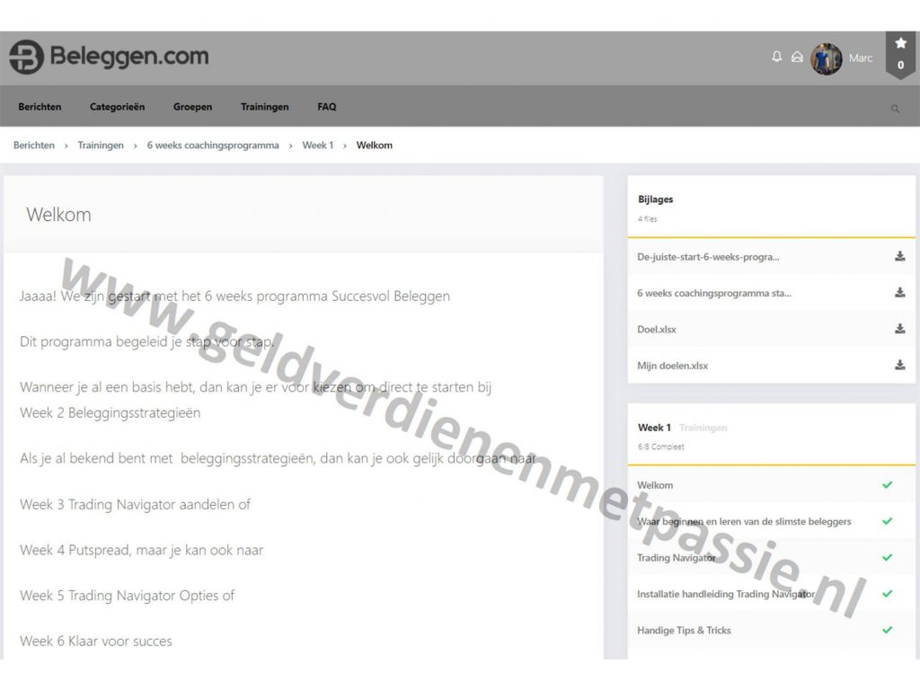 Op deze foto zien we de omgeving van de Trading Navigator Methode