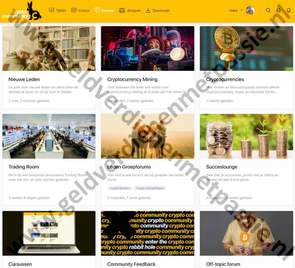 Op deze foto zie je de Cryptocommunity forum van de cursus Cryptocommunity