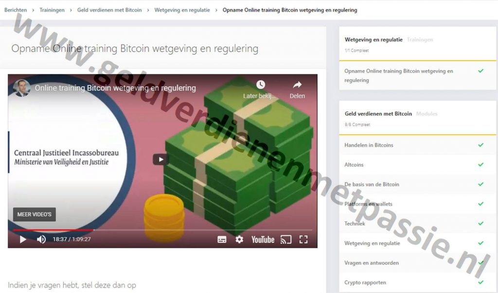Op deze foto zie je module #6: Wetgeving en Regulatie van x10 met crypto cursus