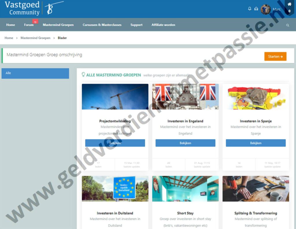 Op deze foto zie je de Mastermind groepen van de Vastgoed Community