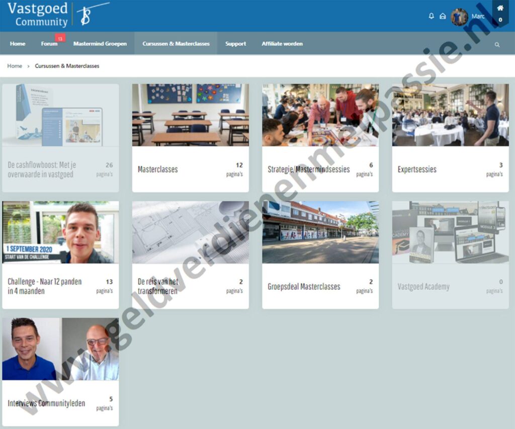 Op deze foto zie je de Vastgoed Community online omgeving